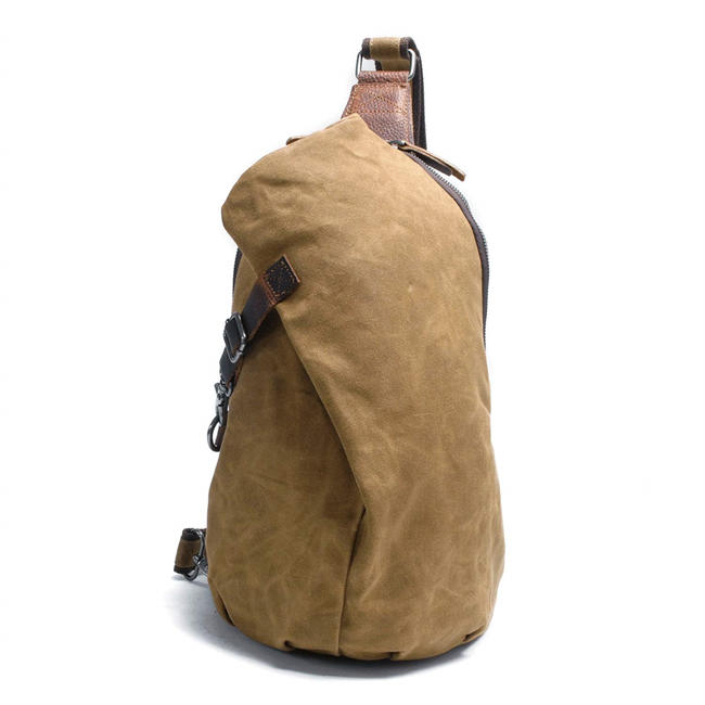 Men Sling Backpack Waxed Canvas Crossbody Bag Casual Daypacks